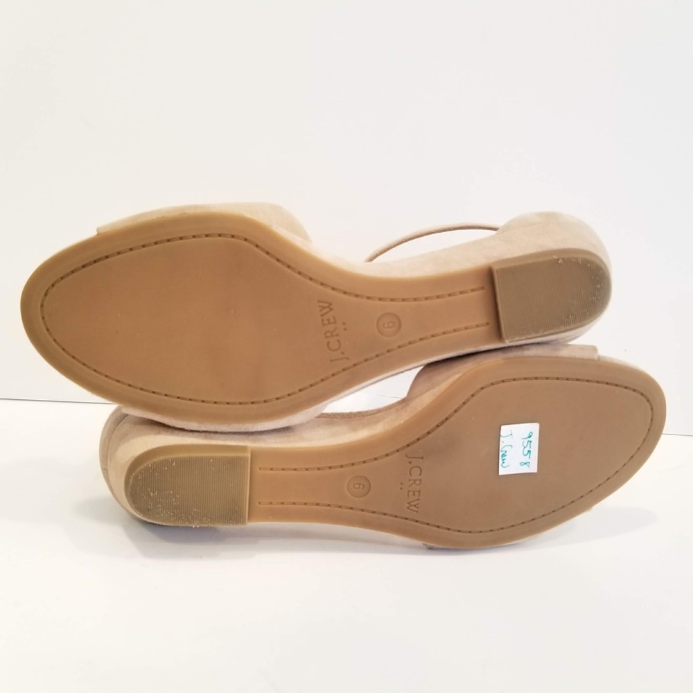 J. CREW Ankle Strap Sandal Low Wedge Heels Nude Suede Leather Womens Shoe Size 6 - Picture 12 of 12